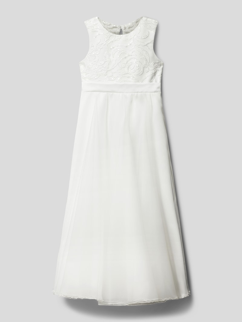 Kleid mit Spitzenbesatz in ecru