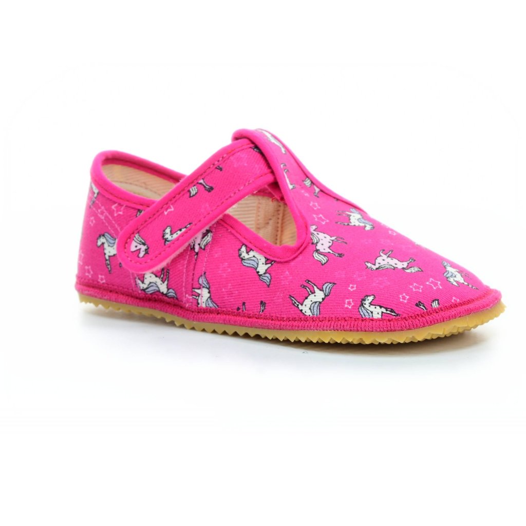 Beda rosa mit Pferden Canvas Hausschuhe (BF-060010/W)