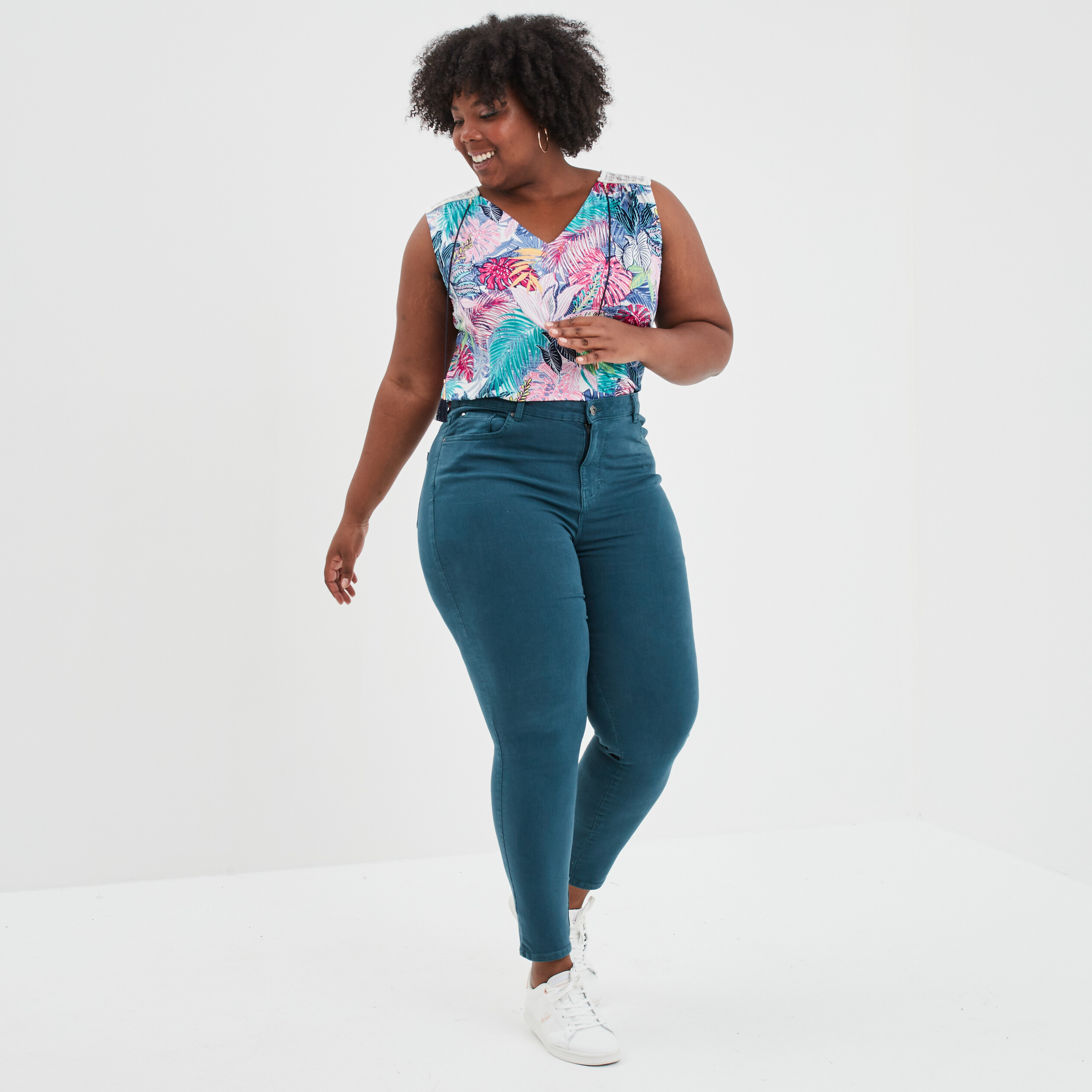 Débardeur dentelle épaules et dos rose femme grande taille | La Halle
