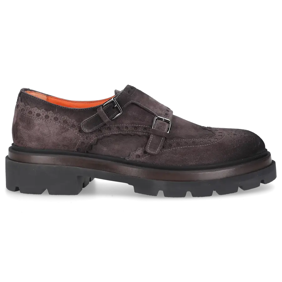 Santoni - Monk Schuhe 16232 Veloursleder - grau