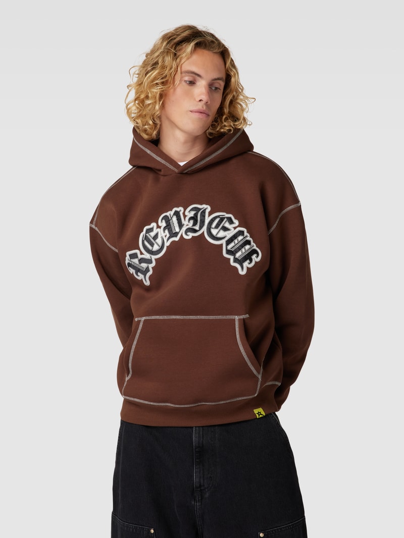 Hoodie mit Label-Stitching in dunkelbraun