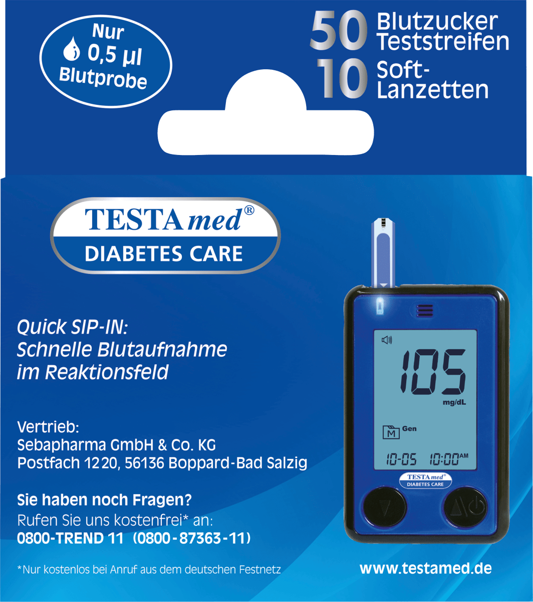 Glucocheck ADVANCE Kombipackung 50 Blutzucker-Teststreifen + 10 Lanzetten, 50 St