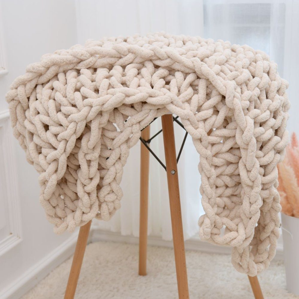 Wohndecke Decke Grob Gestrickte Kuscheldecke Grobstrick Tagesdecke Strickdecke, FYLA, süße Decke,warme Decke,waschbar