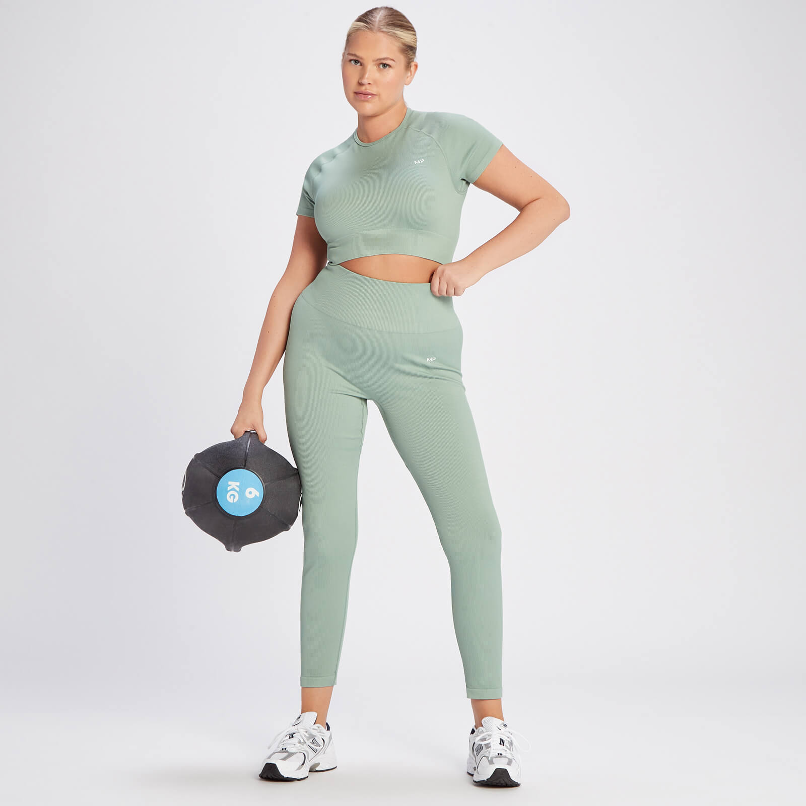 Legging côtelé sans coutures MP Tempo pour femmes – Vert sauge