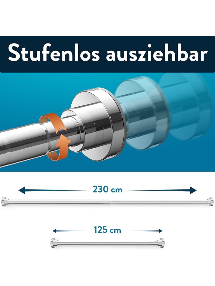 Benkstein BENKSTEIN Duschvorhangstange - 125–220 cm - Edelstahl - ausziehbar & rostfrei günstig kaufen onesize