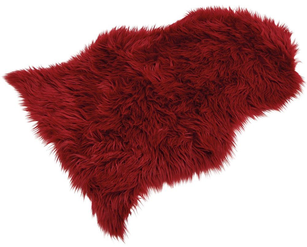 Fellteppich Dekoratives Schaffell Kunstfell groß langflor 90x60 cm rot, matches21 HOME & HOBBY, fellförmig, Höhe: 20 mm