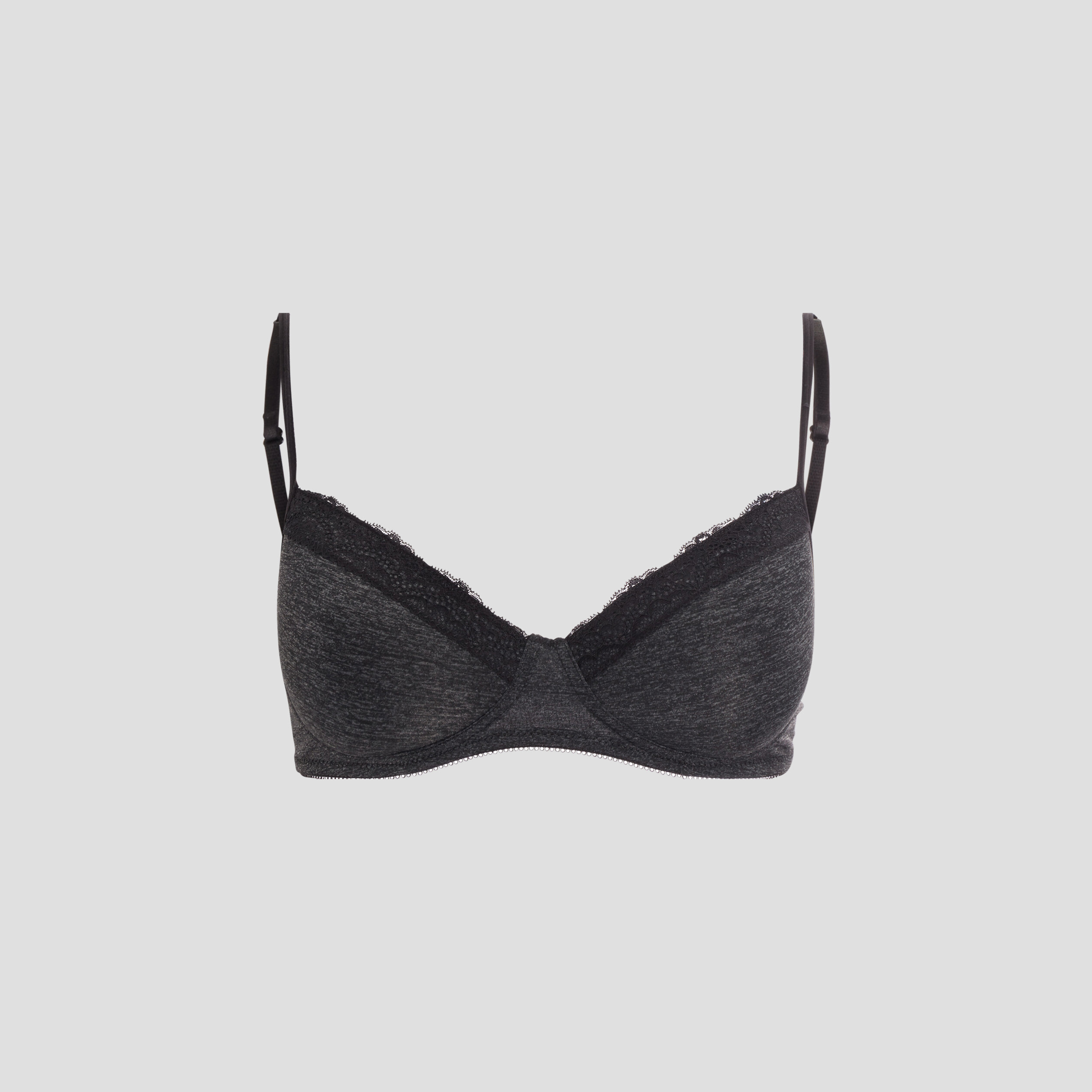 Soutien-gorge corbeille micro dentelle gris foncé femme | La Halle