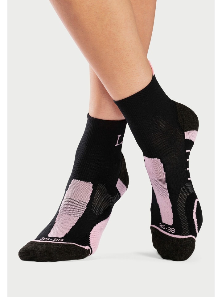 LASCANA ACTIVE Wandersocken in 1x schwarz-lila, 1x schwarz-rosa, 1x schwarz-grün günstig kaufen