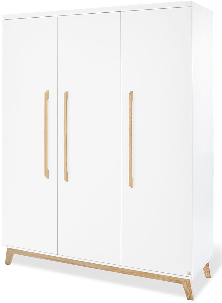 Pinolino® Babyzimmer-Komplettset Hilda & Riva, (Set, 4-St., Hausbett, Wickelkommode, Kleiderschrank, Wandregal), extrabreit; Hausbett, Wickelkommode, 3-trg. Kleiderschrank & Wandregal