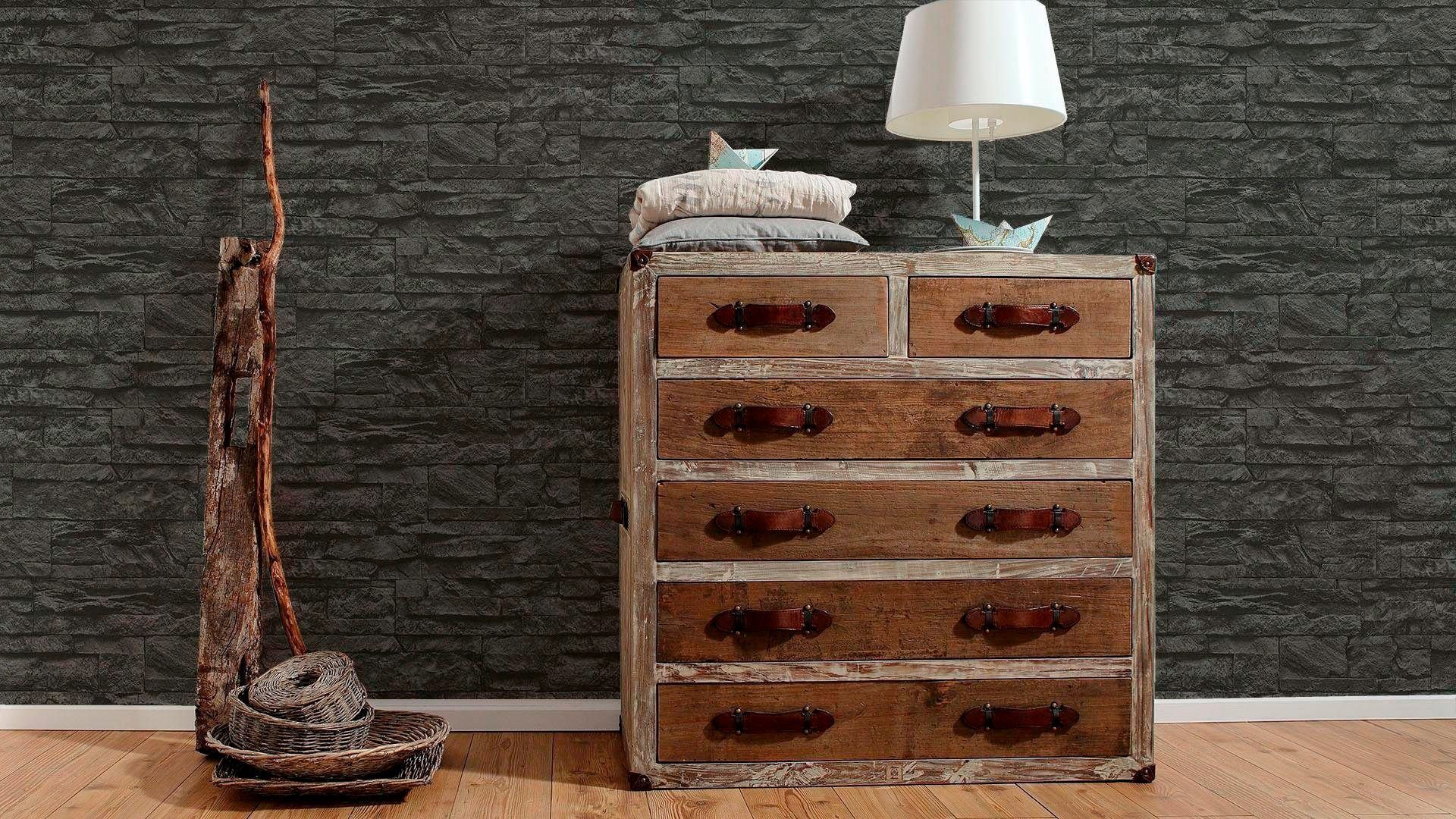 living walls Vinyltapete Best of Wood`n Stone 2nd Edition, Steinoptik, Modern Tapete Stein