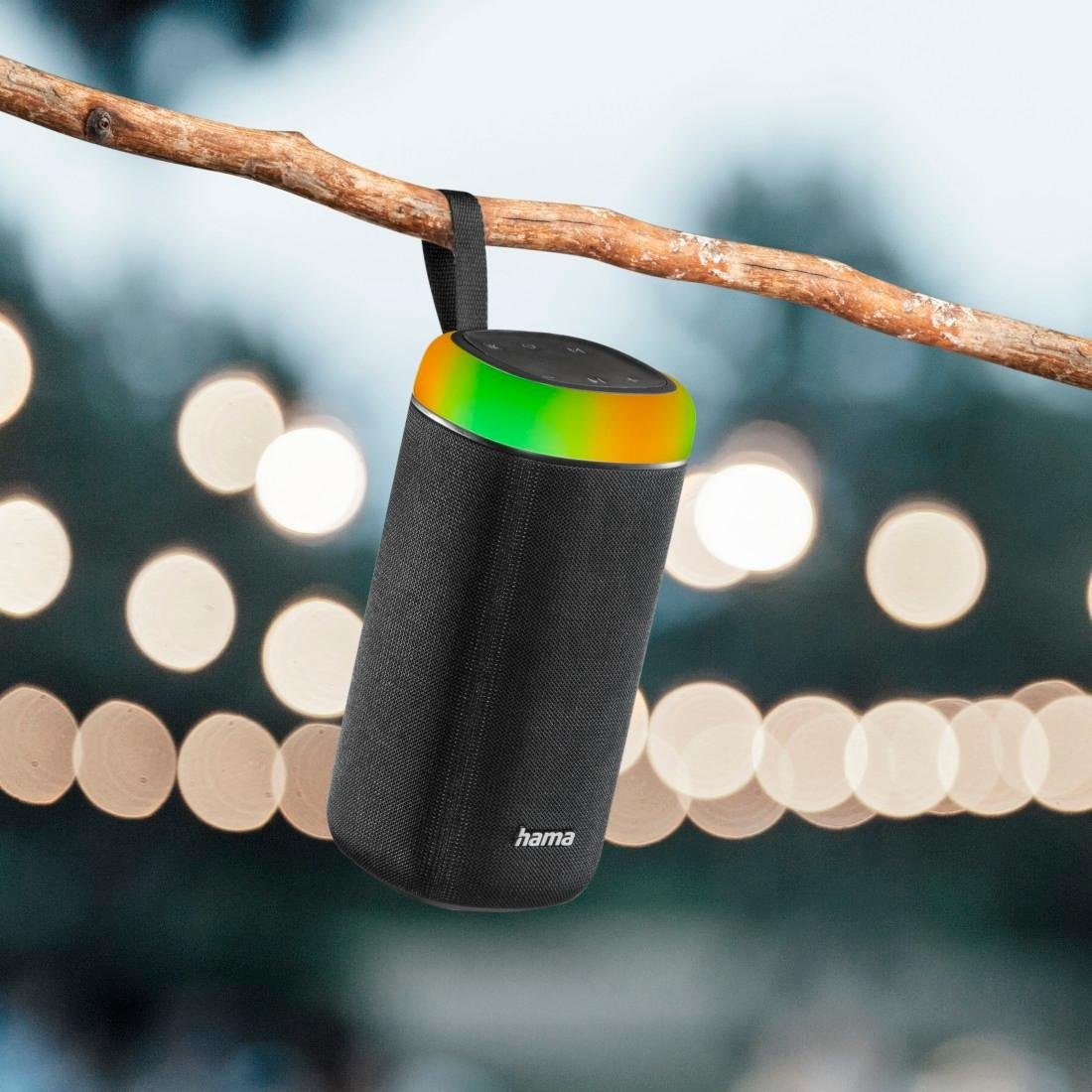 Hama Bluetooth Box Shine 2.0 LED Xtra Bass 360ᵒ Sound spritzwassergeschützt Bluetooth-Lautsprecher (Freisprechanlage,Xtra Bass,360ᵒ Sound)