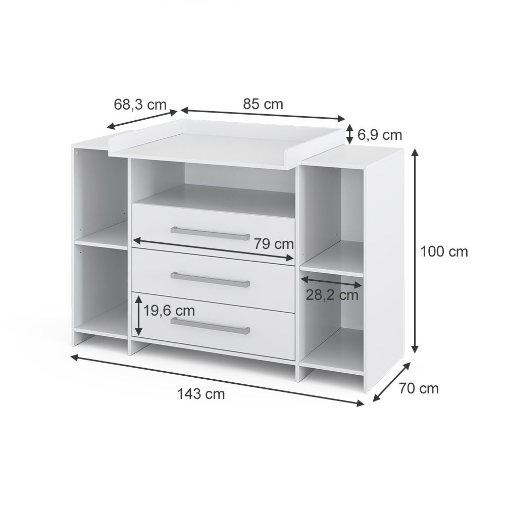 Vicco Wickelkommode Wickelkommode Oskar XL Weiß