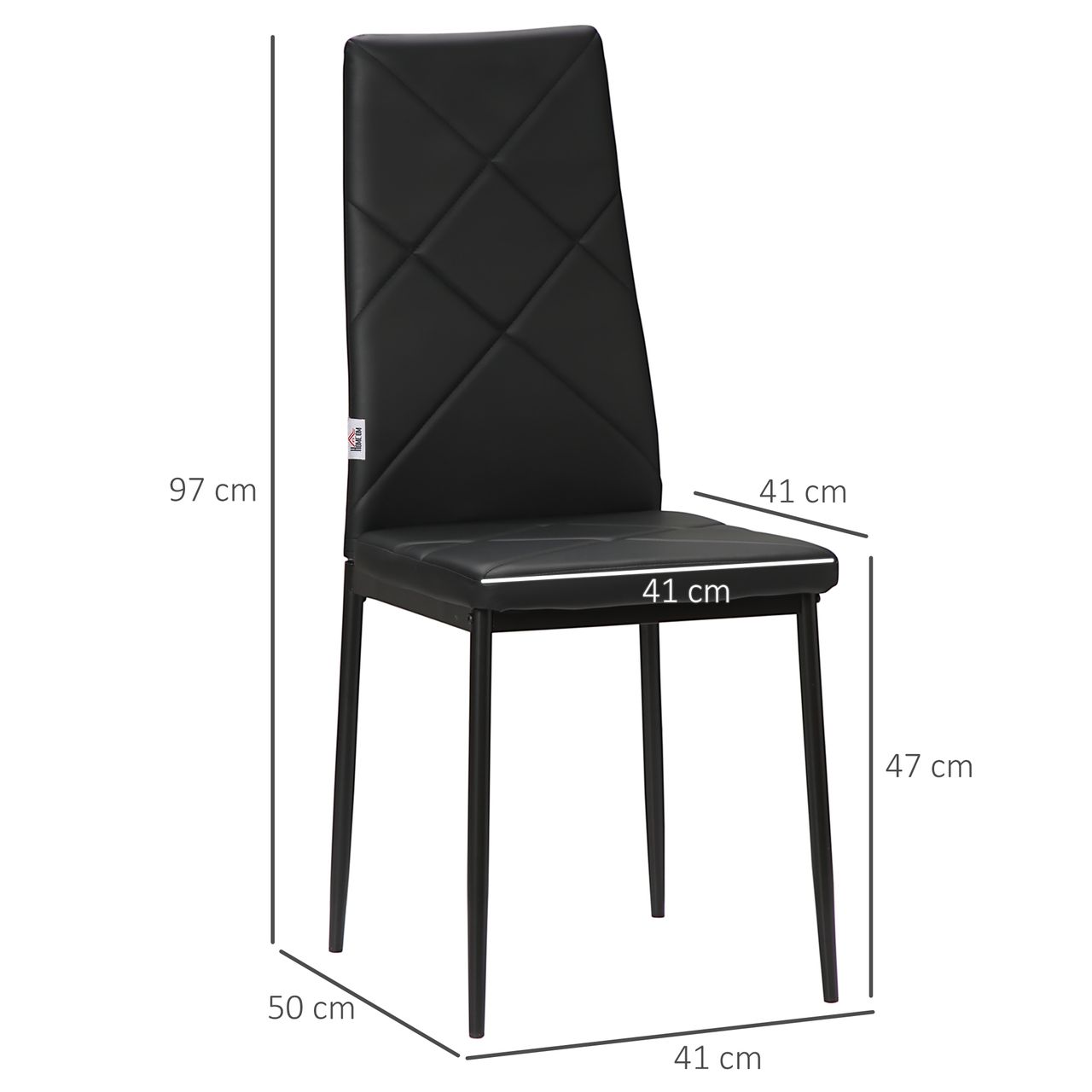 HOMCOM Esszimmerstuhl, 4er-Set Küchenstuhl, Gepolsterte Esszimmerstühle, Schwarz