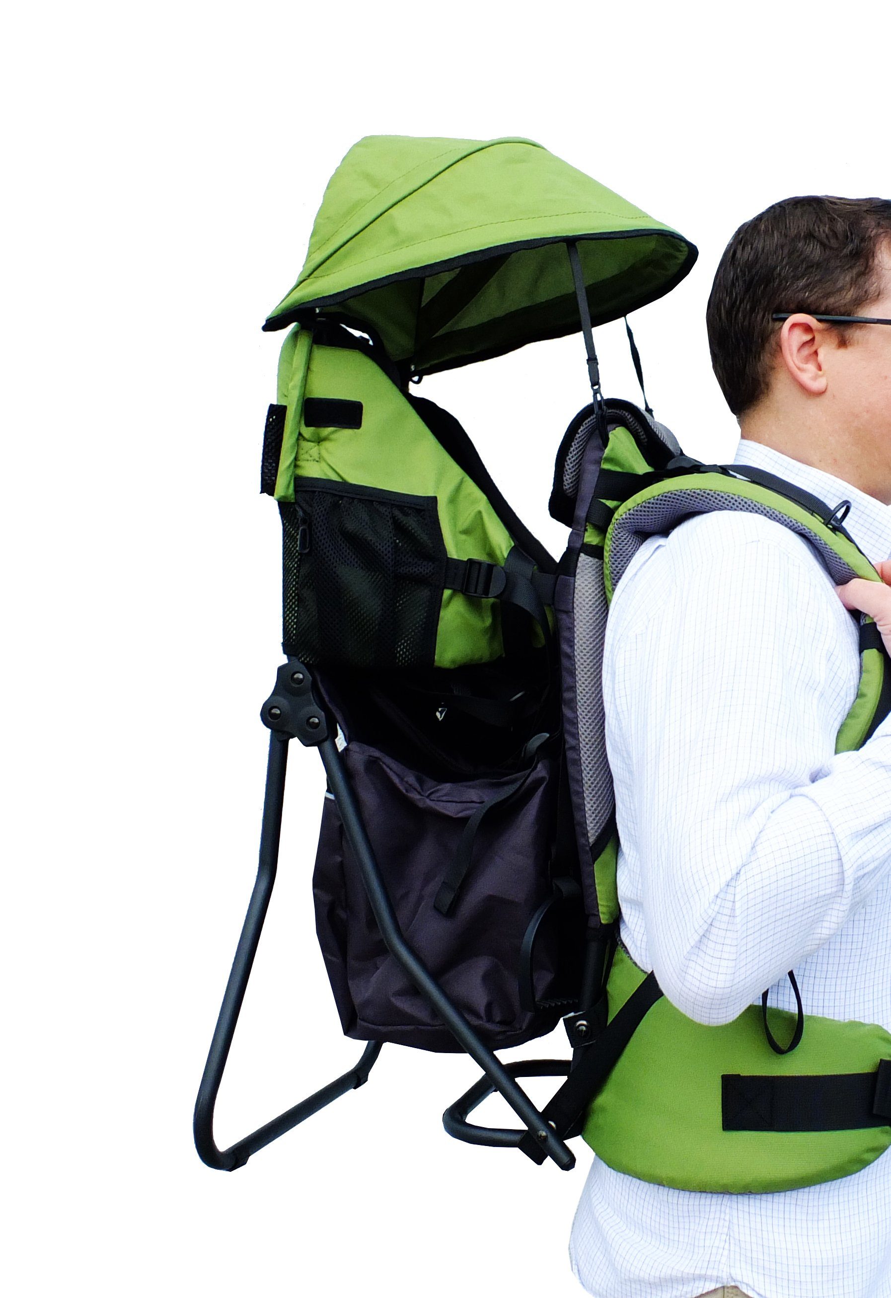 ChronoSports Rückentrage Lil' Boss Kids Carrier, Kindertrage, Schwarz-Grau (1-tlg), mit Regen-/Sonnenschutz