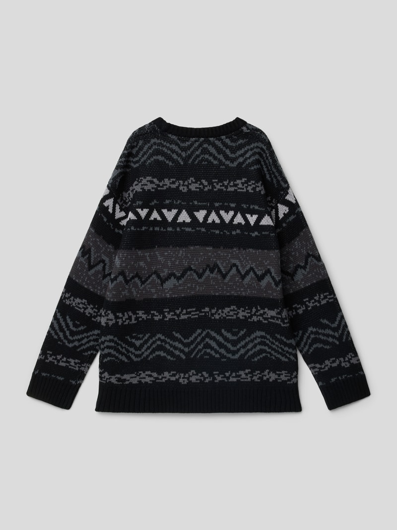 Strickpullover mit Rundhalsausschnitt Modell 'ELCHO' in schwarz