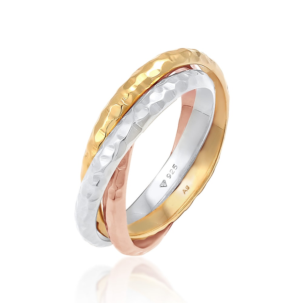 Elli Elli Bague Basic Wickelring Klassik Gehämmert 925 Silber Bague
