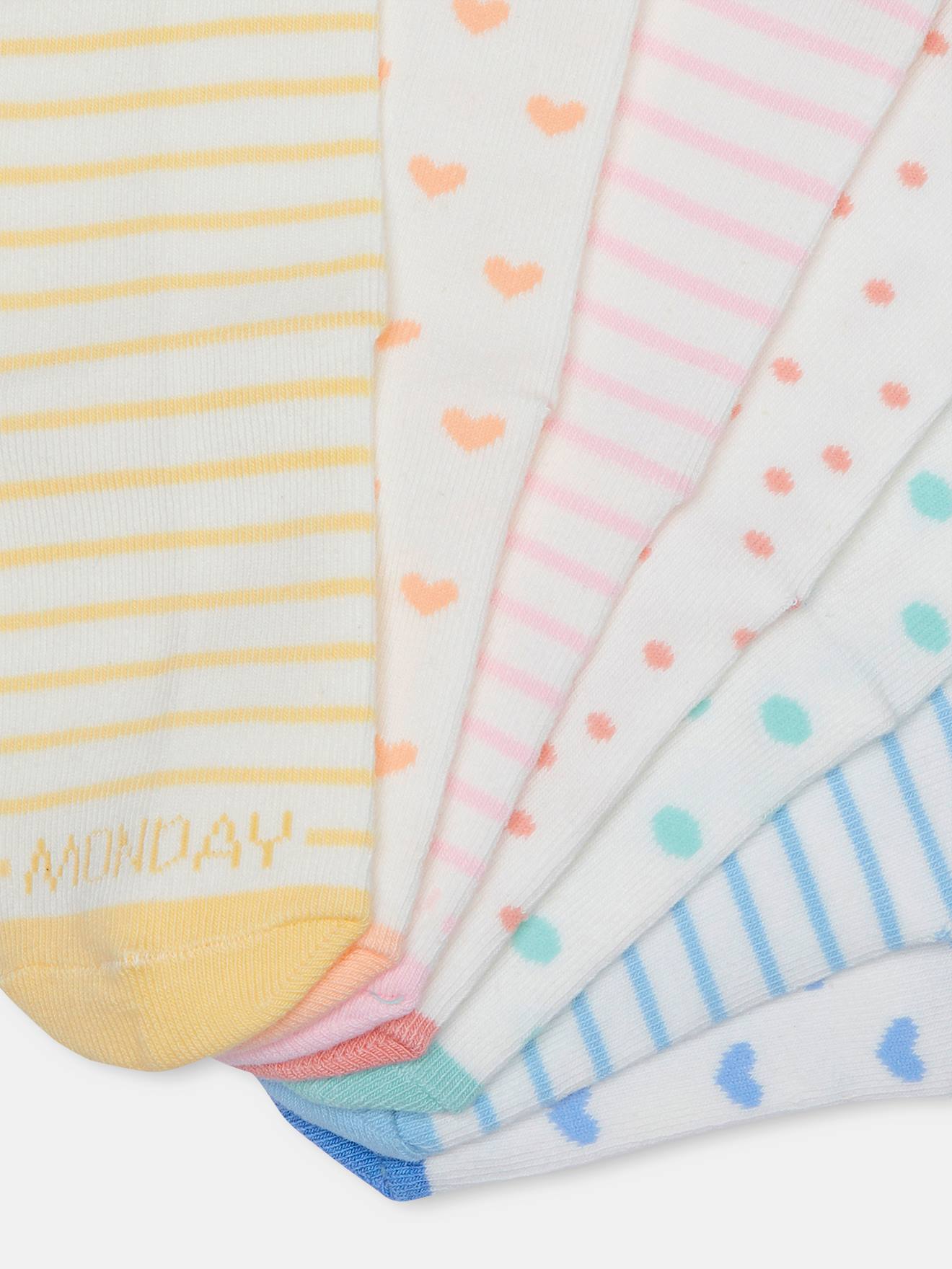 Lot de 7 paires de chaussettes fille semainier noisette