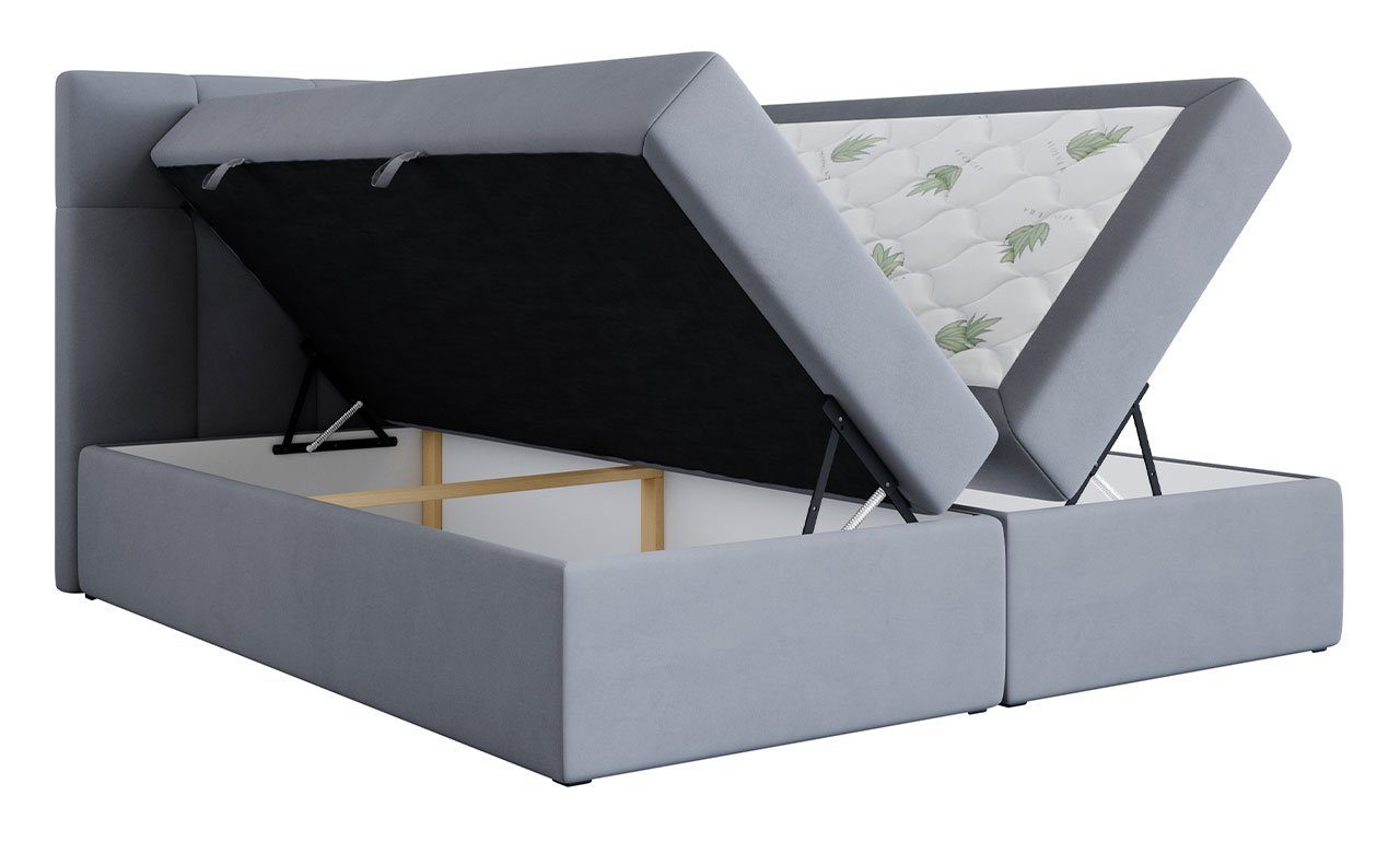MKS MÖBEL Boxspringbett Rico, mit Bettkasten, Doppelbett mit Multipocket-Matratze und Topper