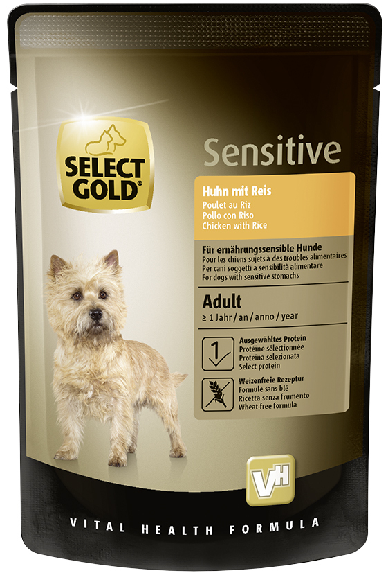 SELECT GOLD Hundenassfutter SELECT GOLD Sensitive Adult 12x100g Huhn mit Reis