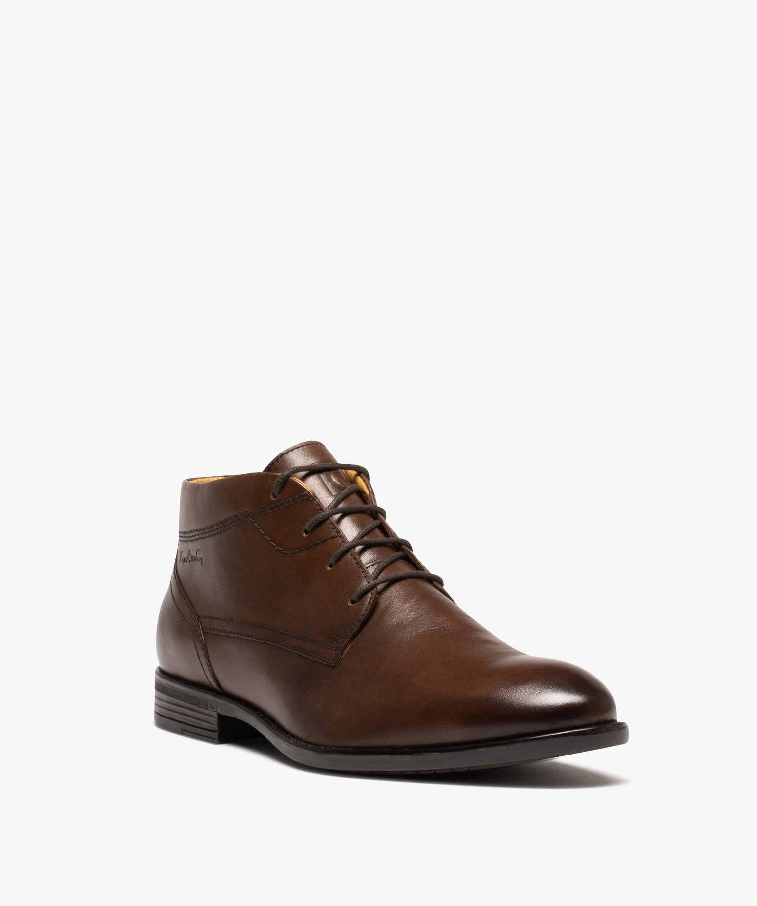 Boots hommes unies et en cuir à lacets - Pierre Cardin marron | GEMO