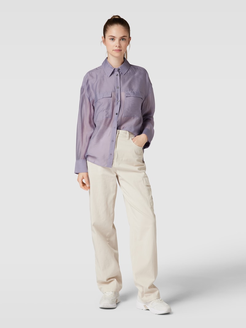 Bluse mit Brusttaschen Modell 'SHEER' in lavendel