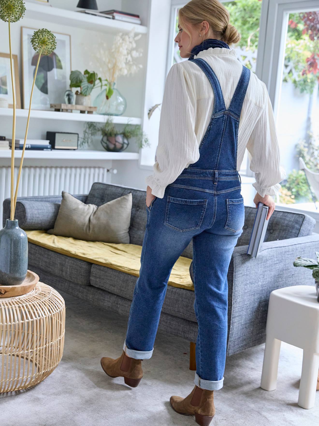 Vertbaudet Latzjeans für Schwangerschaft & Stillzeit, Mom-Fit - dunkelblau