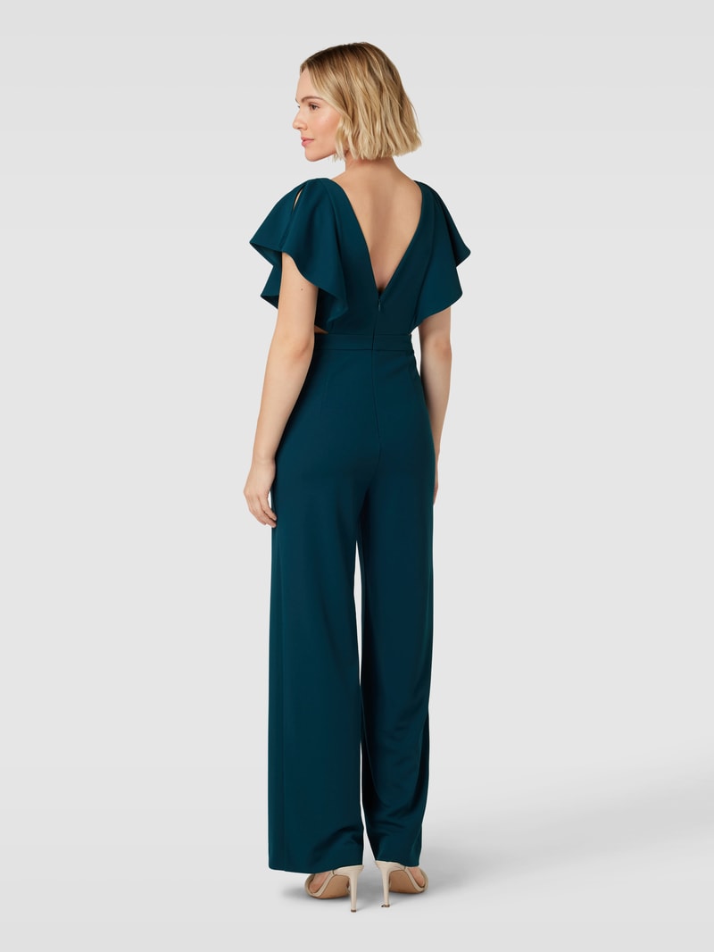 Jumpsuit mit Cut Out in dunkelgrün meliert