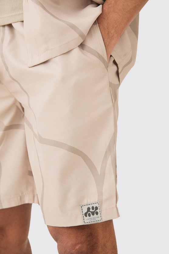 Weiches Twill Hemd und Shorts mit abstraktem Print