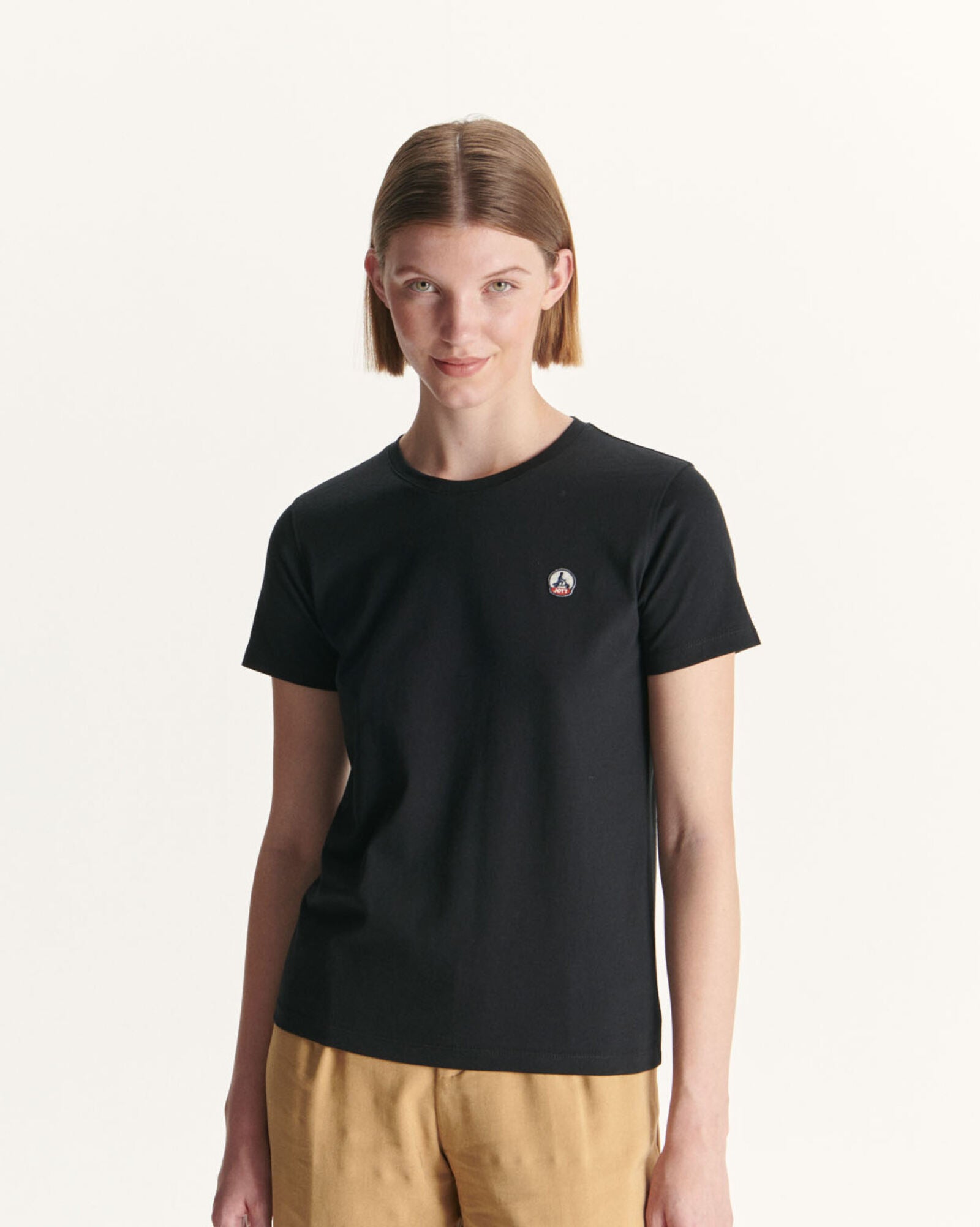T-shirt à col rond femme en coton biologique Noir Rosas