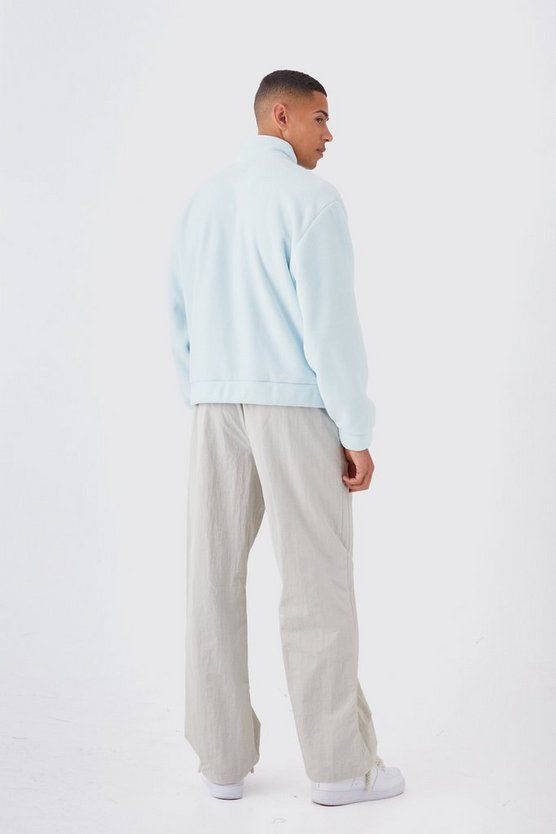 Kastiges Oversize Microfleece Man Sweatshirt mit 1/4 Reißverschluss