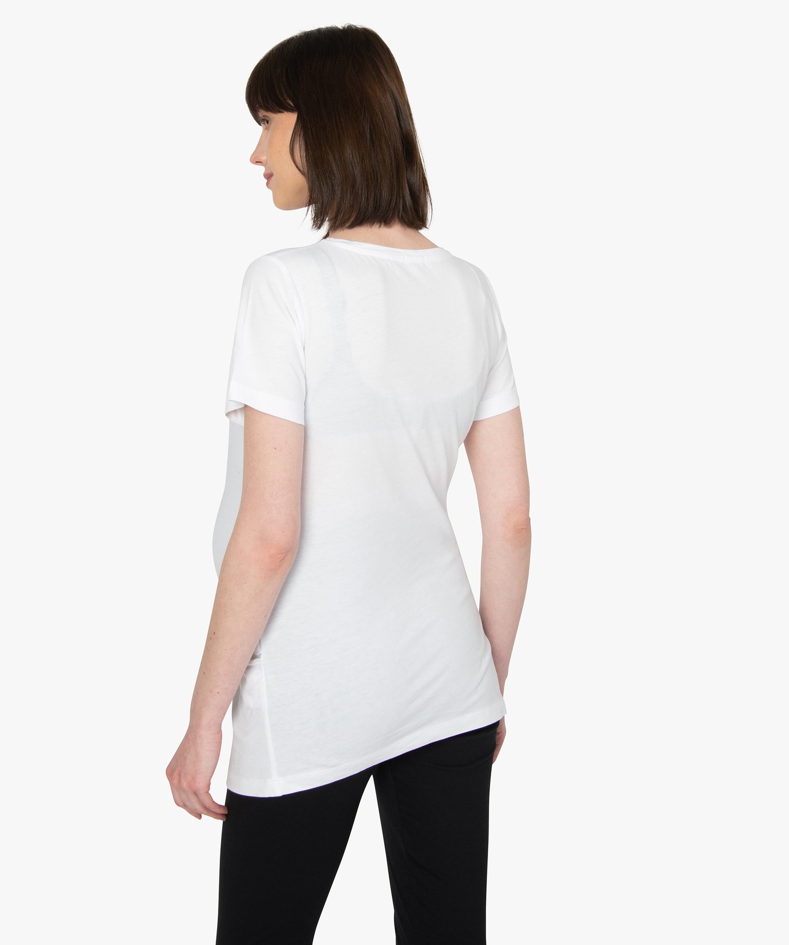 Tee-shirt de grossesse à manches courtes et imprimé fantaisie blanc | GEMO