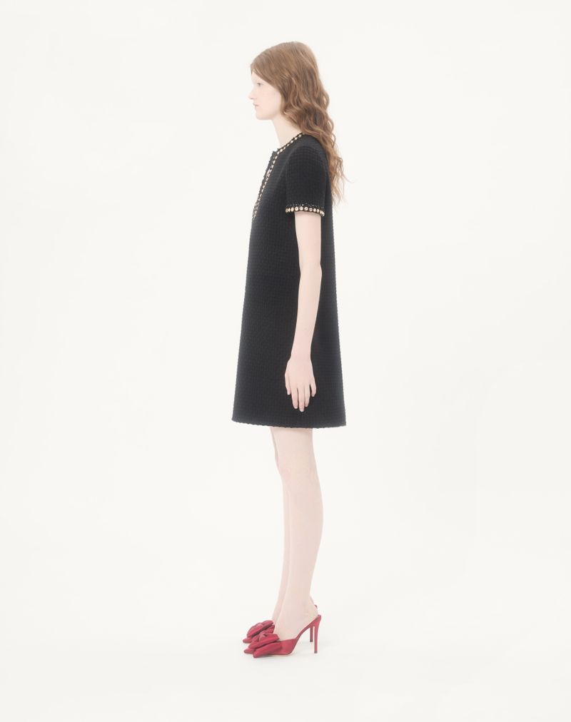 Vestido curto em tweed Canestrello bordado.