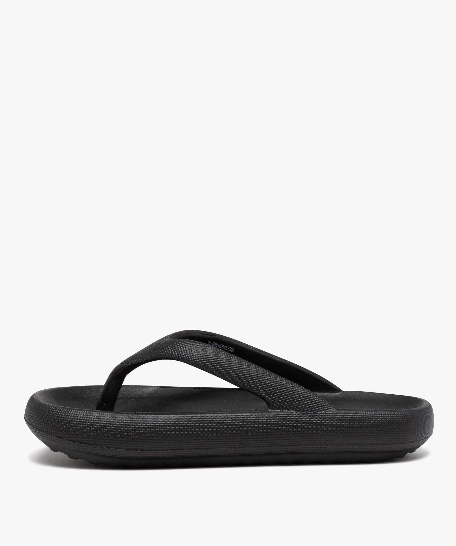 Tongs femme unies à semelle extra large noir | GEMO