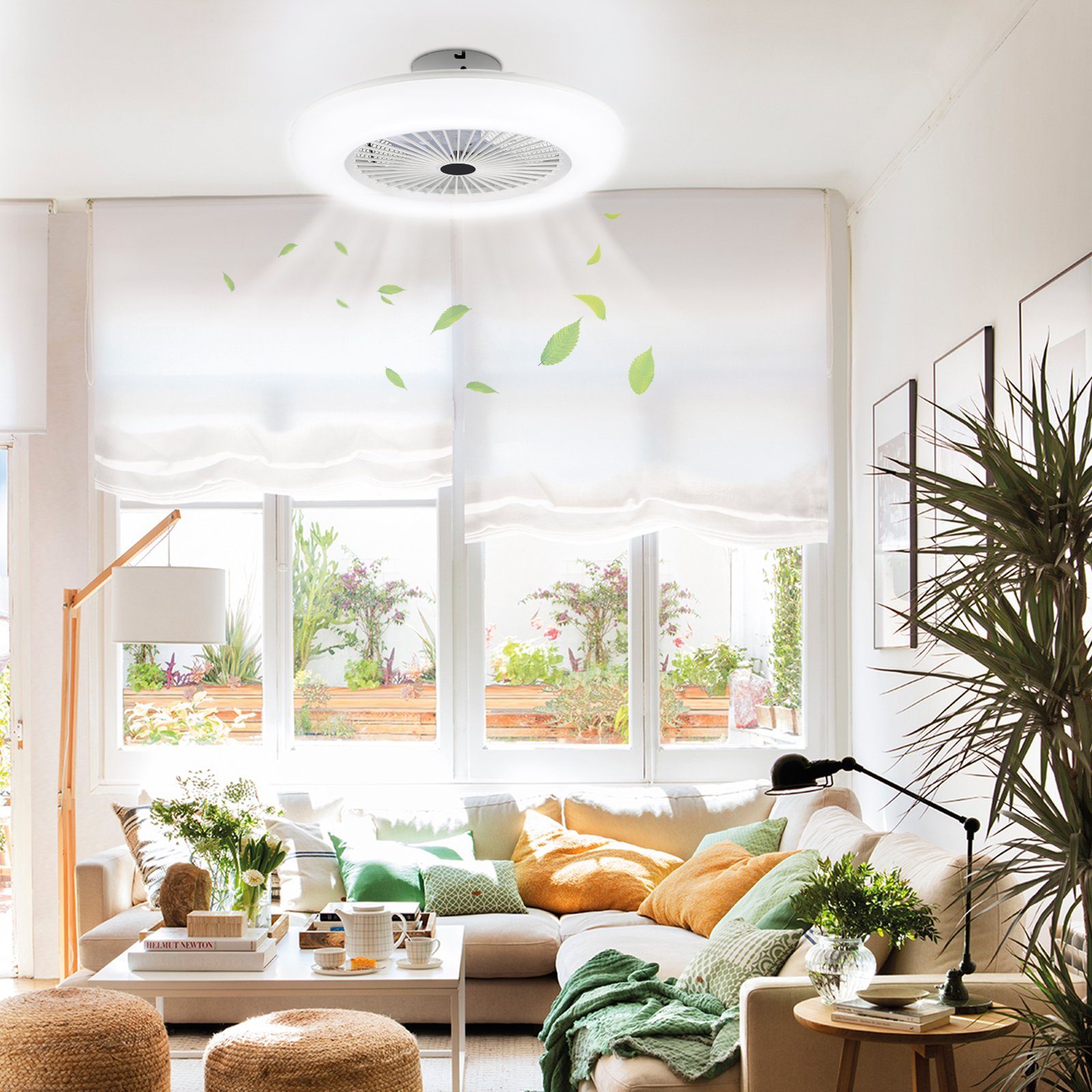 Lospitch Deckenventilator Deckenventilator Led mit Beleuchtung Fan mit Fernbedienung Weiß