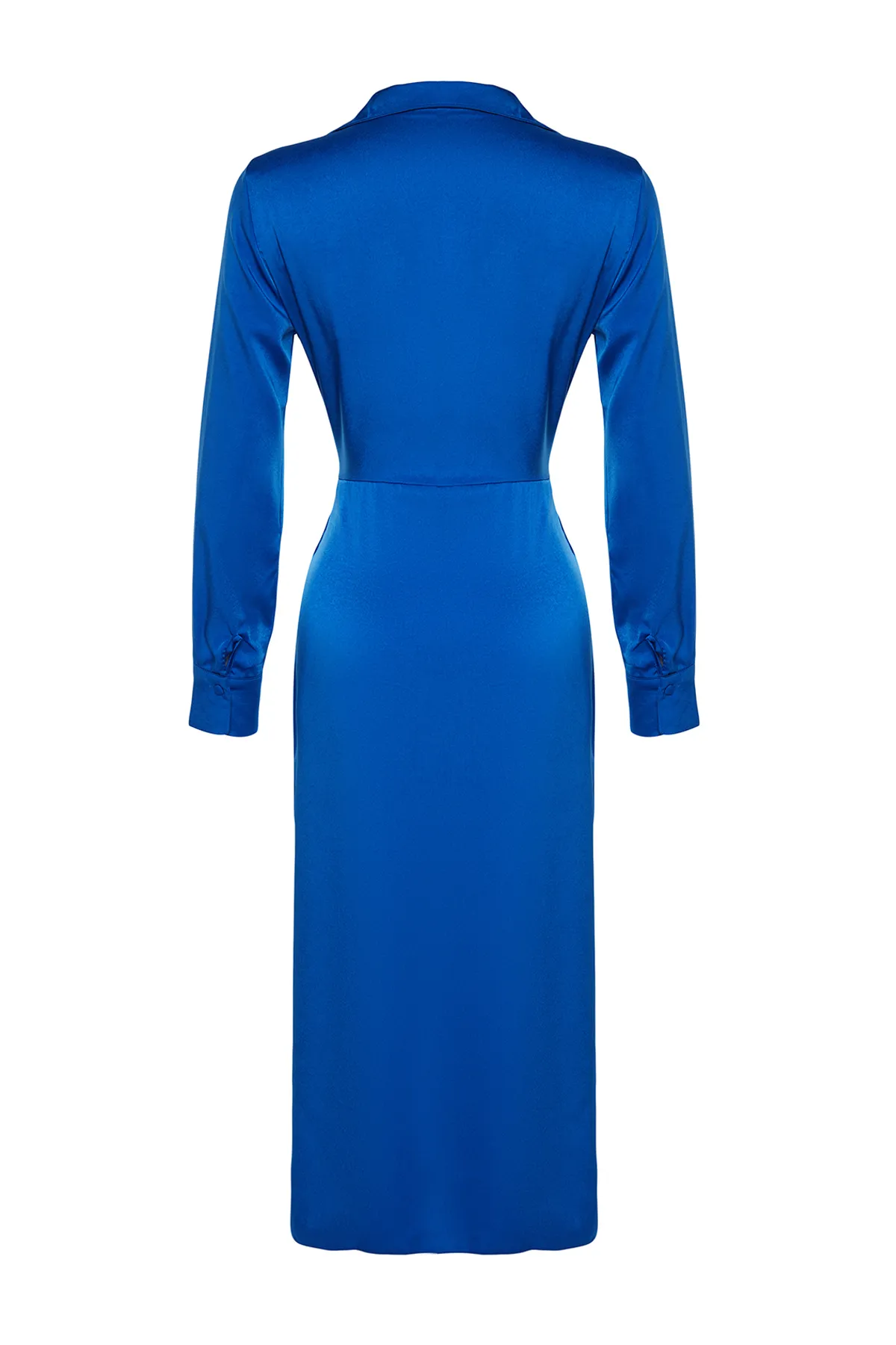 Trendyol Collection  Saks Wickelkleid aus gewebtem Satin, stilvolles Abendkleid TPRAW24EL00111