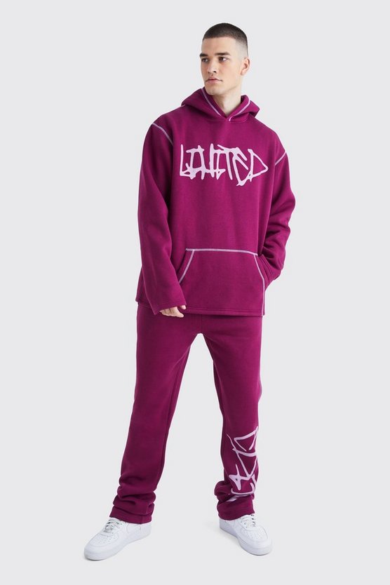 Tall Oversize Trainingsanzug mit Graffiti-Print
