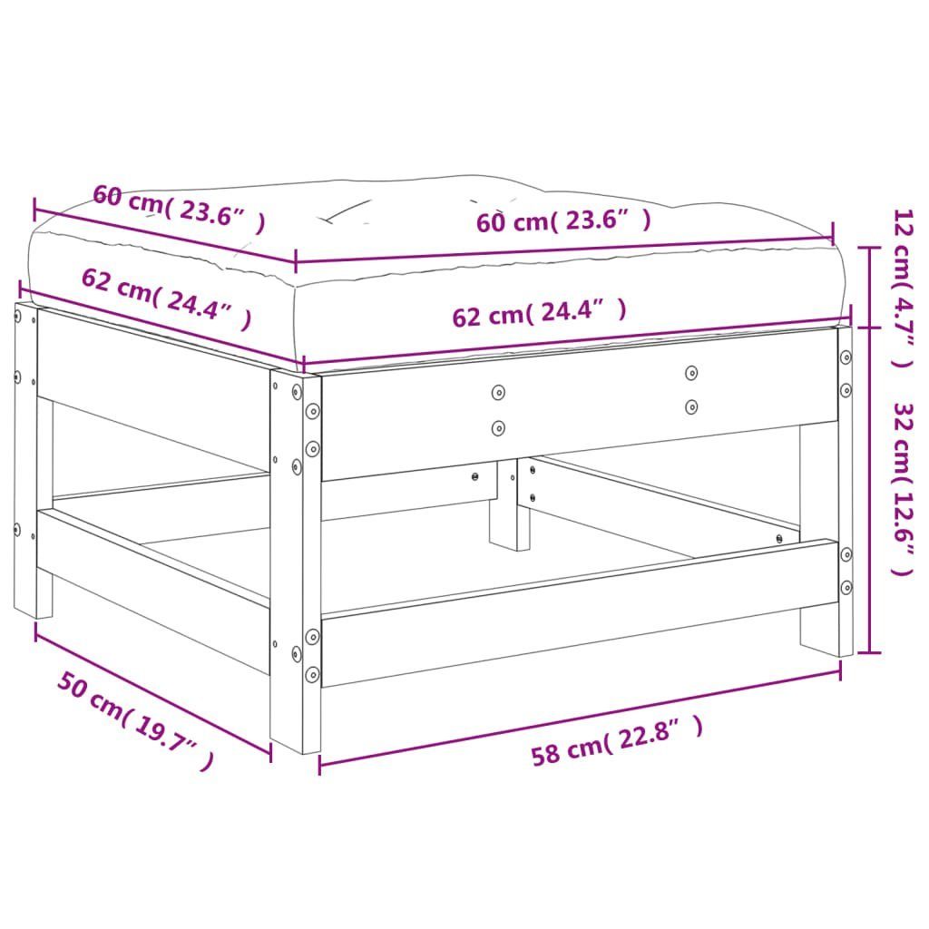 vidaXL Loungesofa Gartenhocker mit Kissen Massivholz Kiefer, 1 Teile