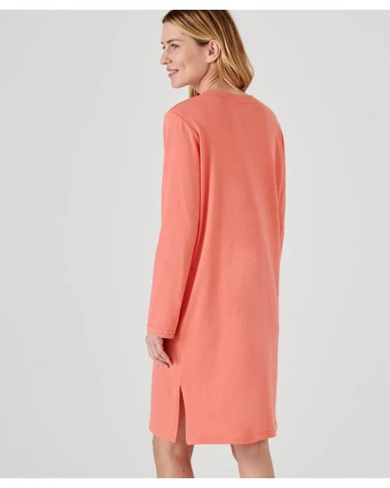 Chemise de nuit manches longues, maille jersey, 95 cm