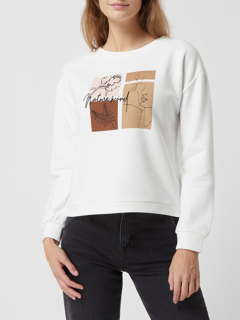 Sweatshirt mit Stickereien in offwhite