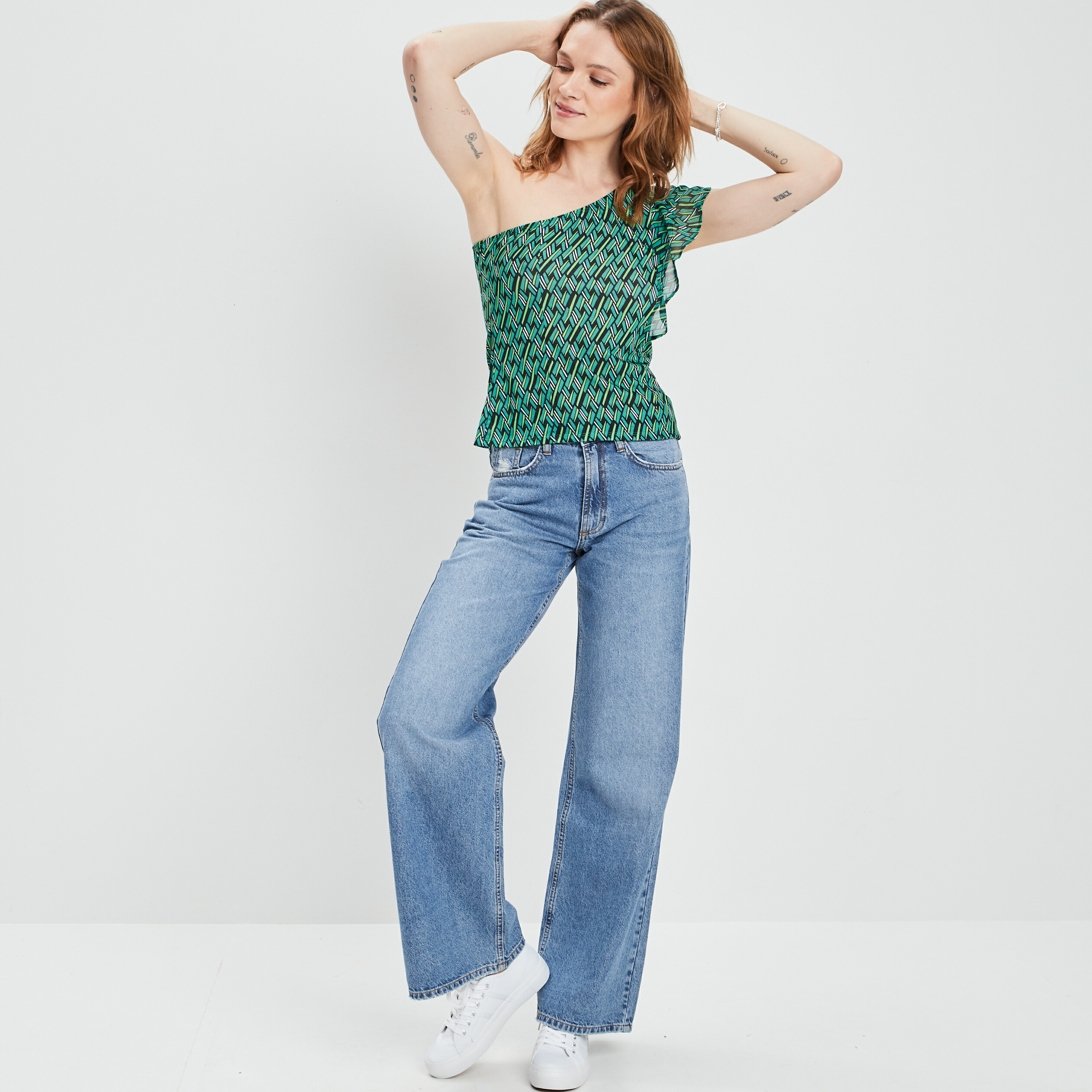 Blouse asymétrique vert femme | La Halle
