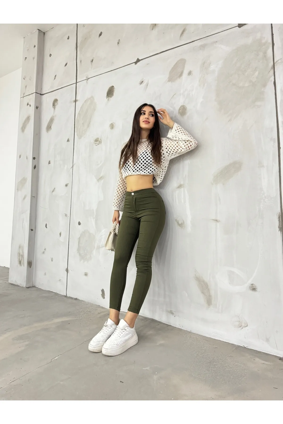 BİKELİFE  Khakifarbene Lycra-Leggings für Damen