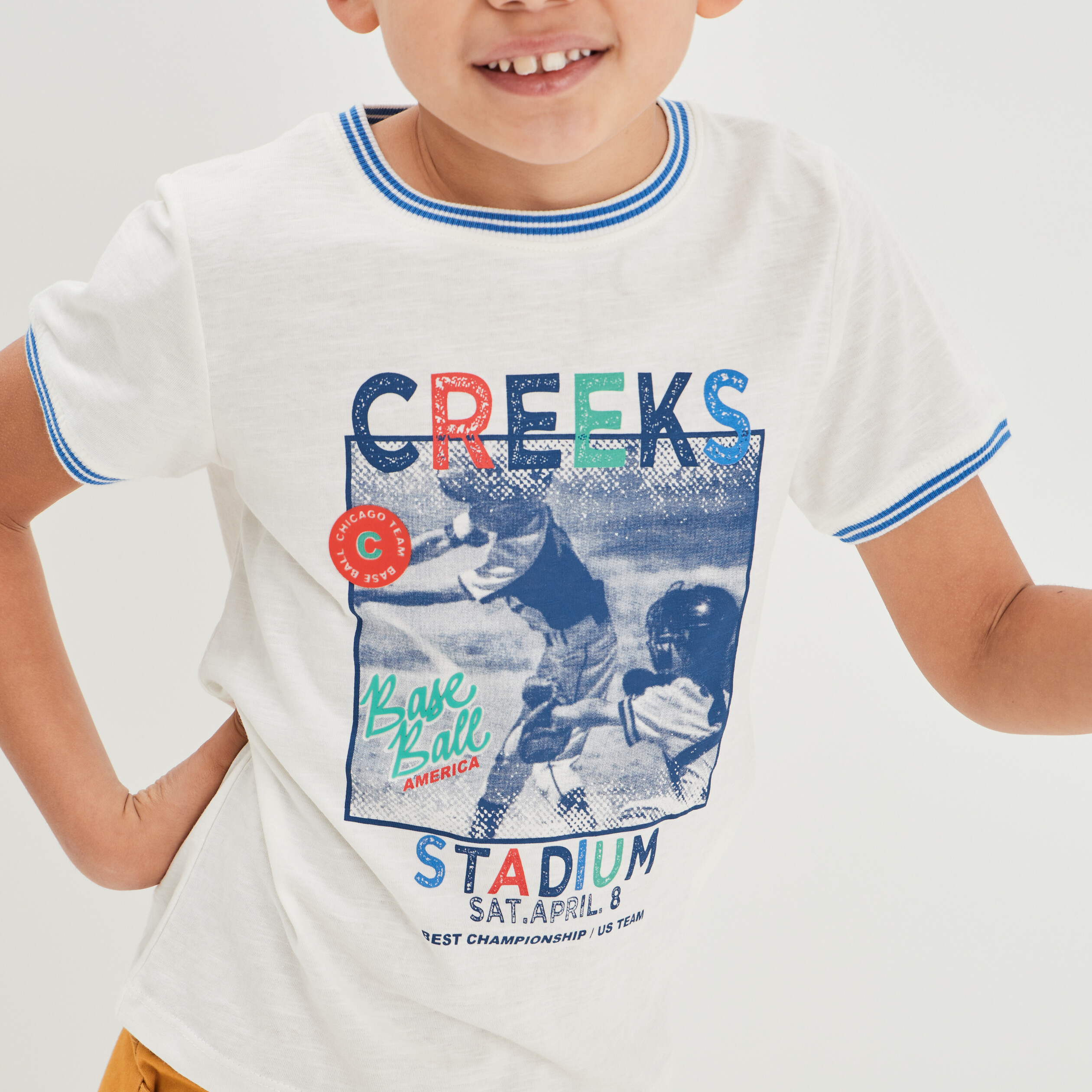 T-shirt manches courtes Creeks ivoire garçon | La Halle
