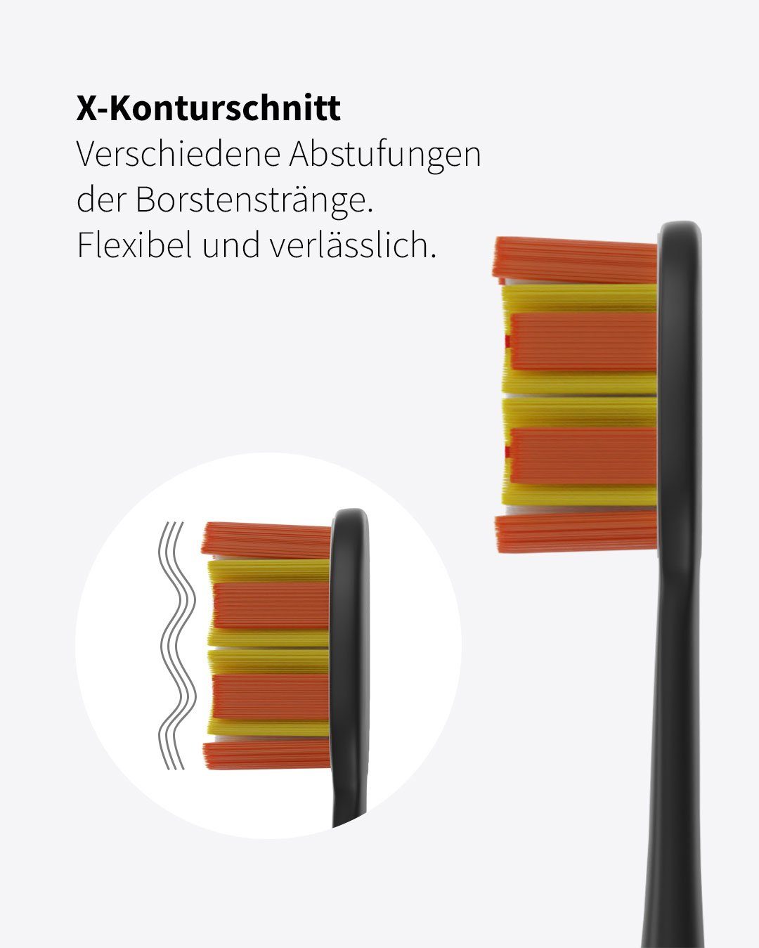 Zahnheld Aufsteckbürsten Pro X-Clean (X-Borsten Whitening-Effekt), 3 mittelharte Wechselköpfe (plastikfrei verpackt)