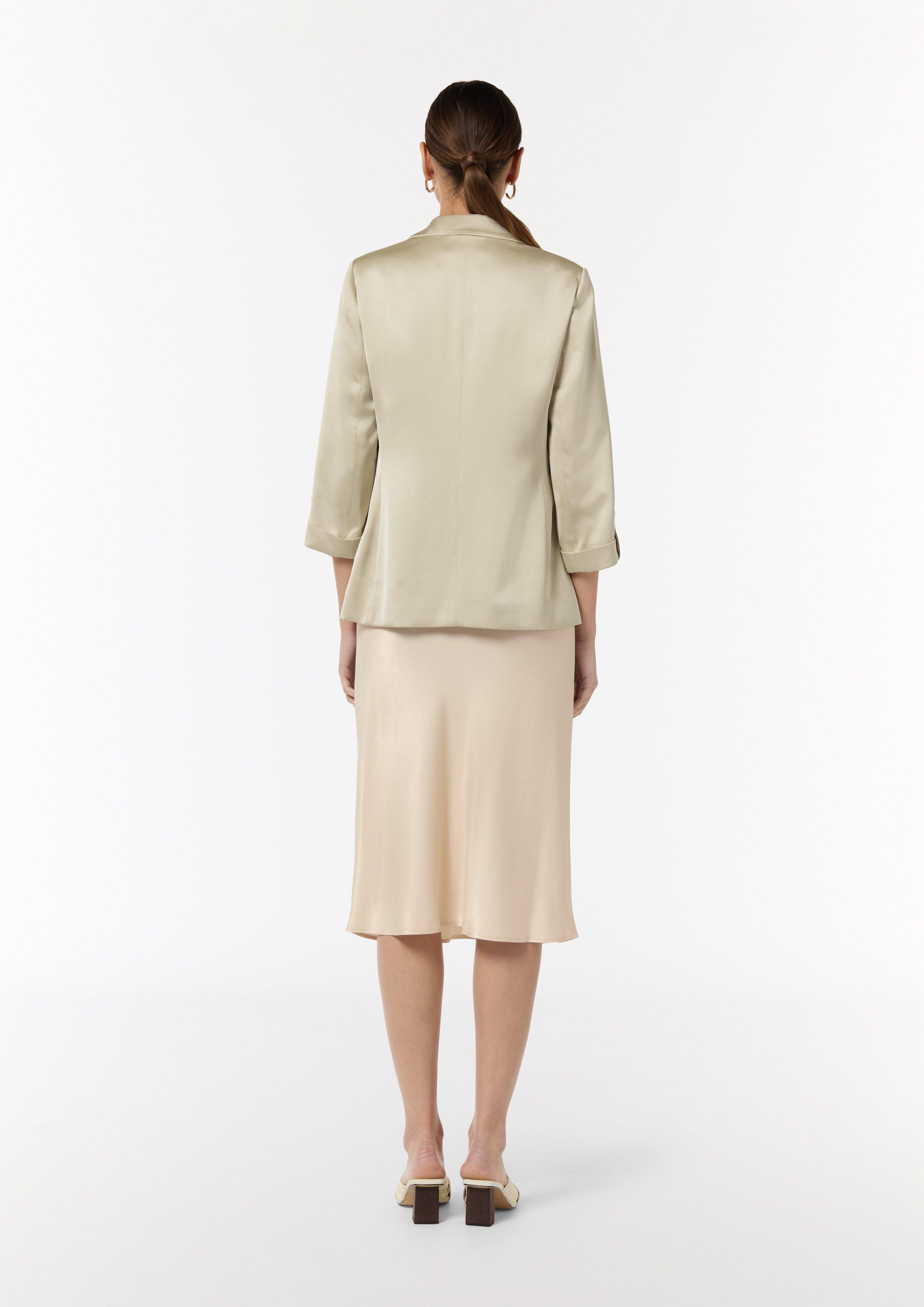 Satinierter Blazer mit 3/4-Ärmel - helles beige