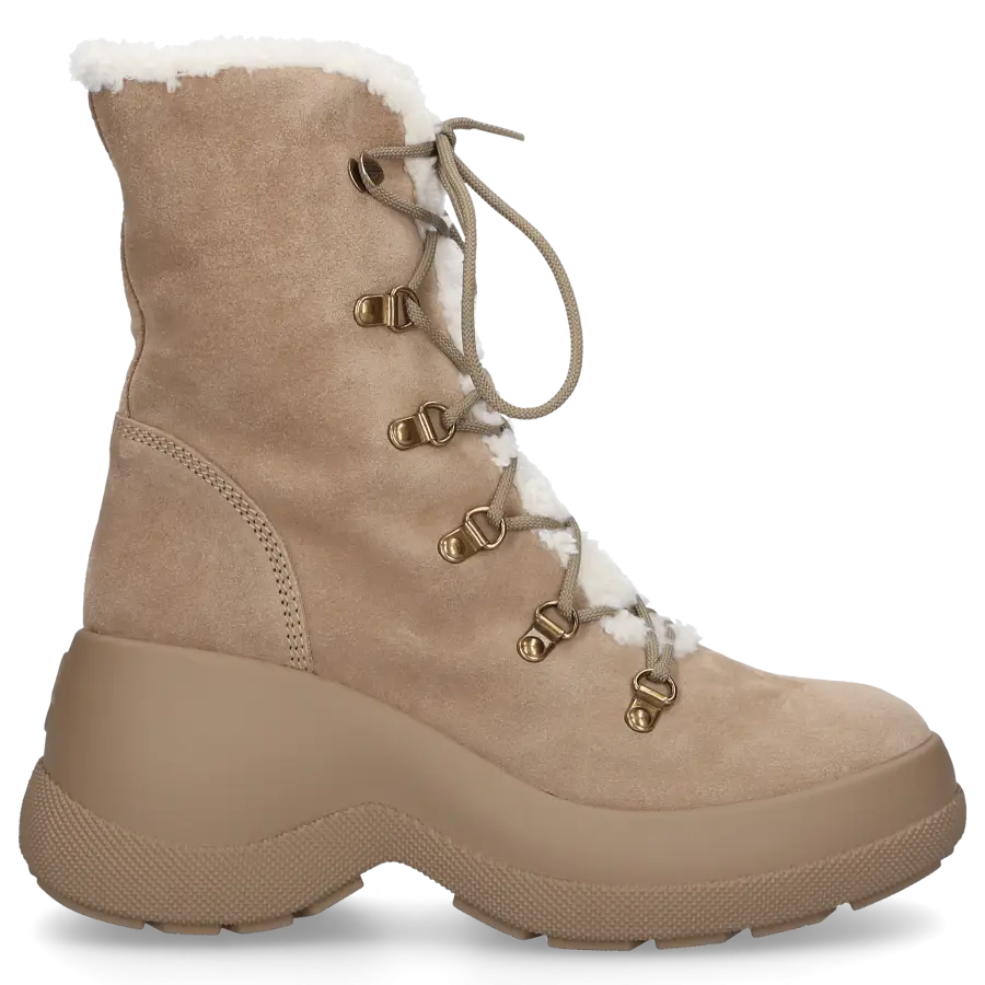 Moncler - Schnürstiefeletten RESILE TREK Veloursleder - beige