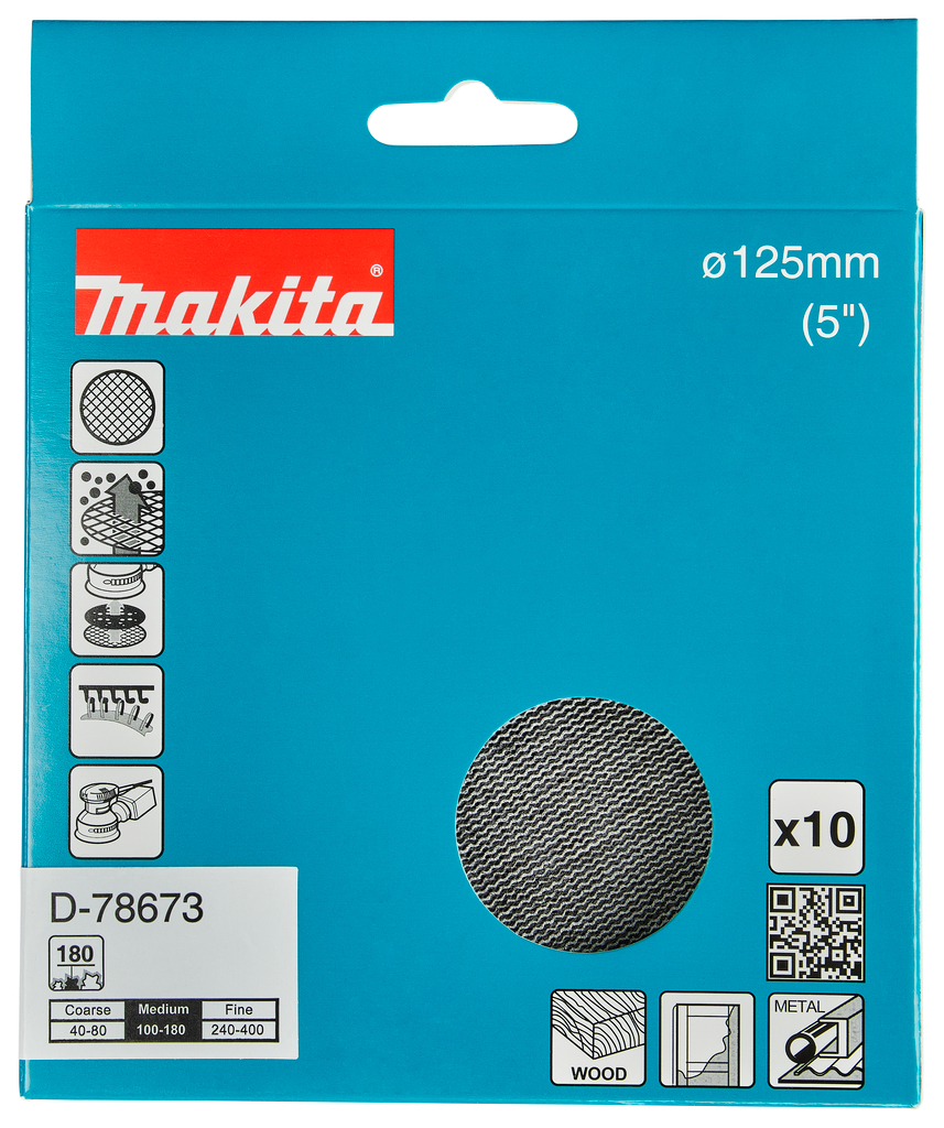 Makita Tilbehør D-78673 Slibeskive 125mm A180 velcro