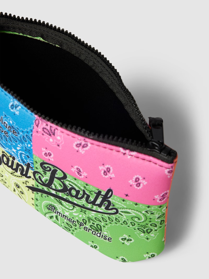 Kulturtasche mit Allover-Muster Modell 'ALINE SPONGE' in neon grün