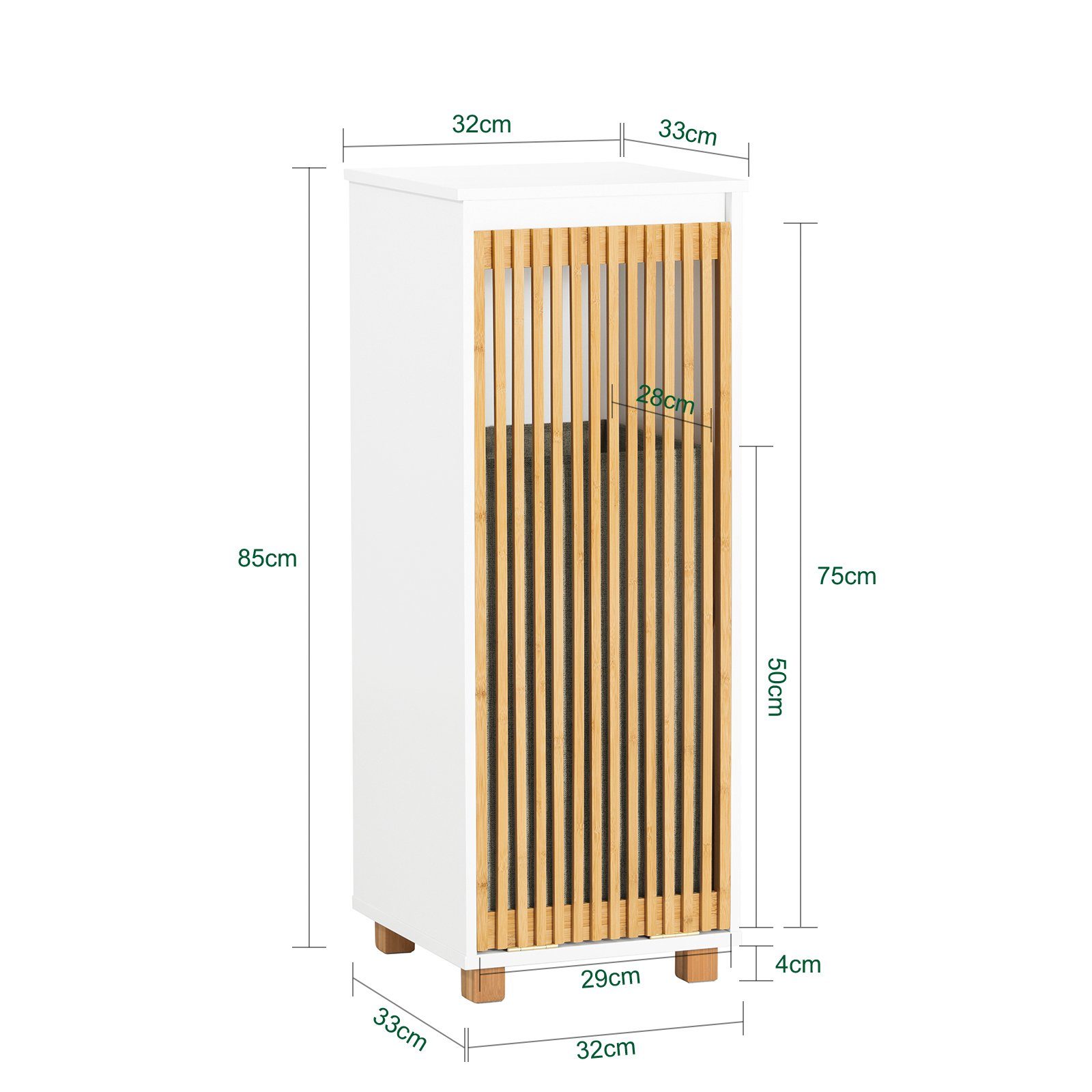 SoBuy Wäscheschrank BZR126 Badschrank mit Wäschesack Wäschetruhe Wäschesammler Wäschekorb