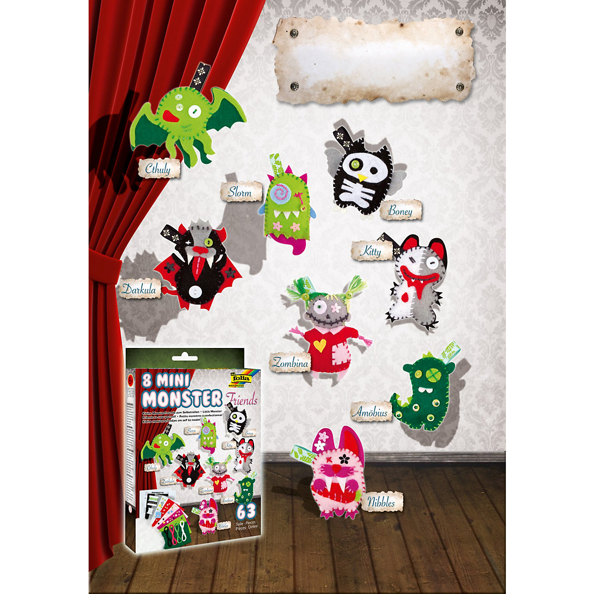 Filzbastelset Mini Monster Friends, 8 Stück