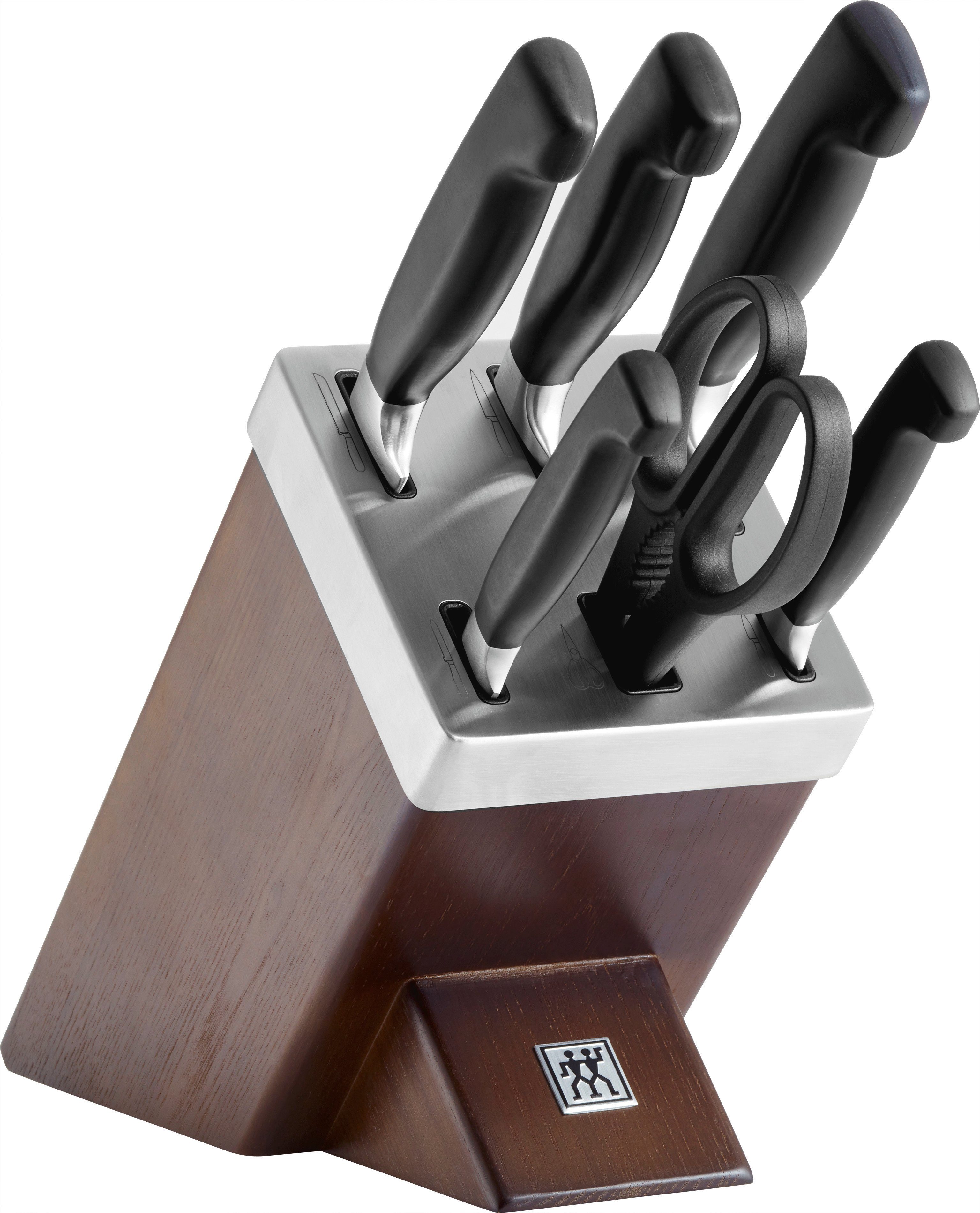 Zwilling Messerblock Vier Sterne 7-tlg., Made in Germany, Messer und Schere aus rostfreiem Spezialstahl